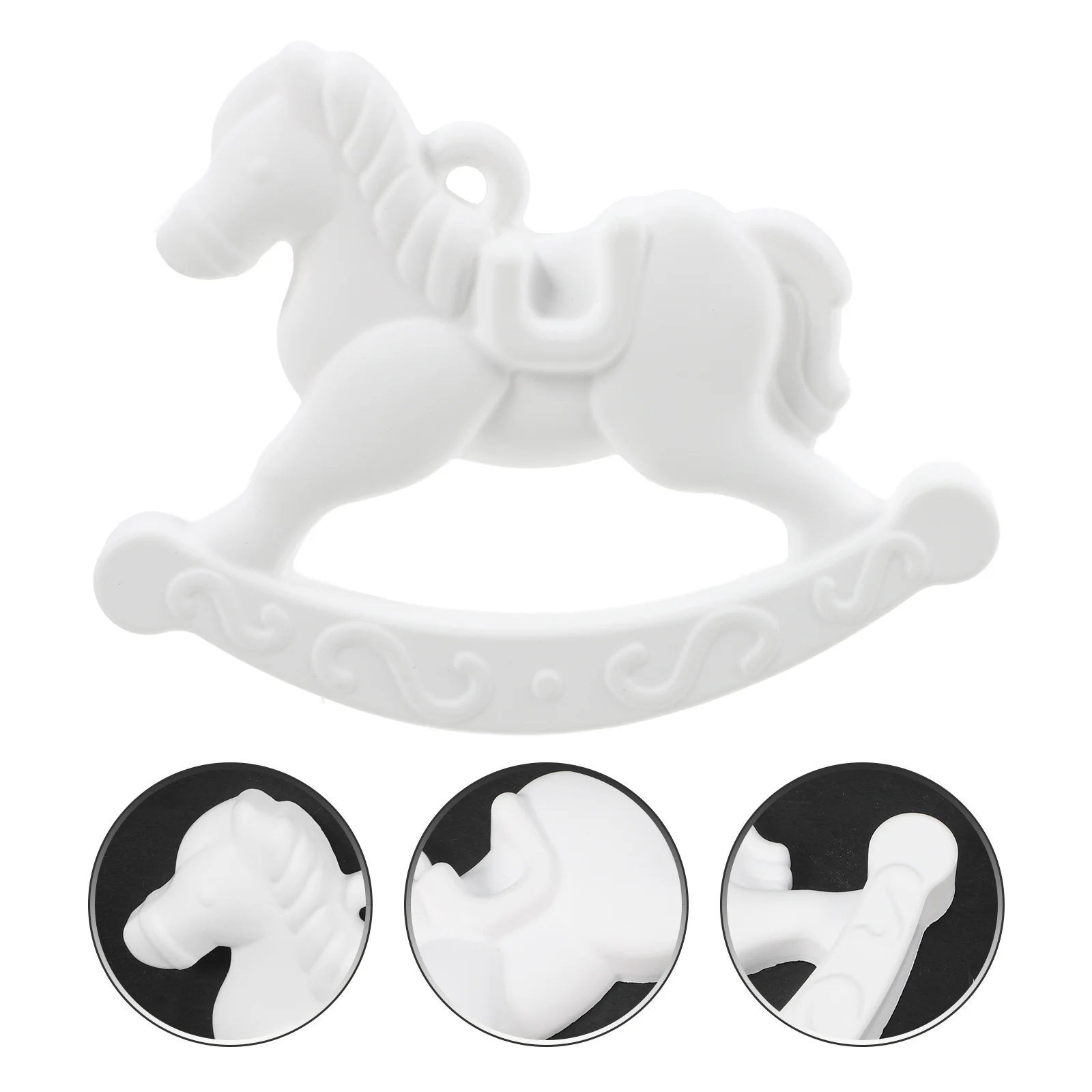

1Pcs White Gypsum Rocking Horse Cake Ornament Decorative Desktop Decor for Home Store Restaurant Hotel Cake Ornaments