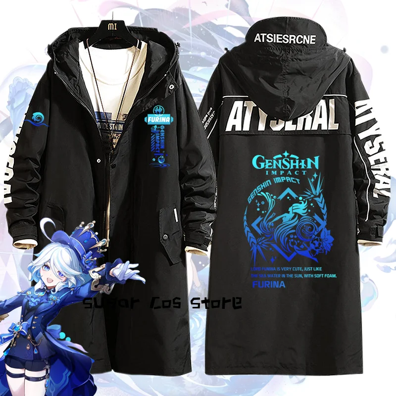 

Game Genshin Impact Furina Cosplay Costume Hoodie Coat MD-LONG Style Animation Winter Coat Warmth Halloween Carnival Party