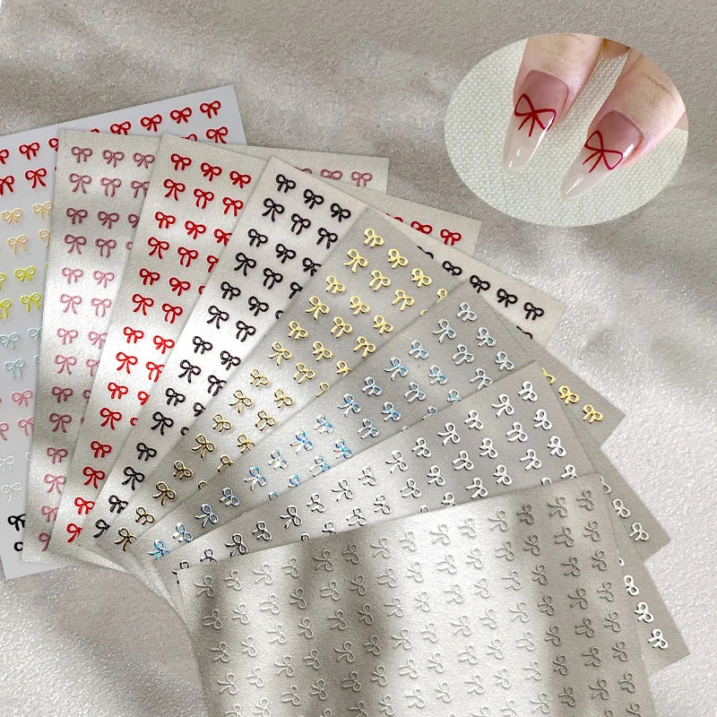 1 Sheet Mixed Color Three-dimensional Bowknot Nail Art Stickers Relief Mini Cute Bowknot Nail Charms  Manicure Decoration