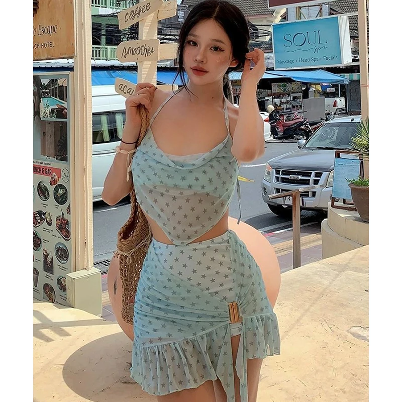 Women's Mint Mambo Bikini Set Luxury Skirted Two-Piece Swim Dress with Push-Up Top Slimming Hot Spring Resort Swimwear - Image 5