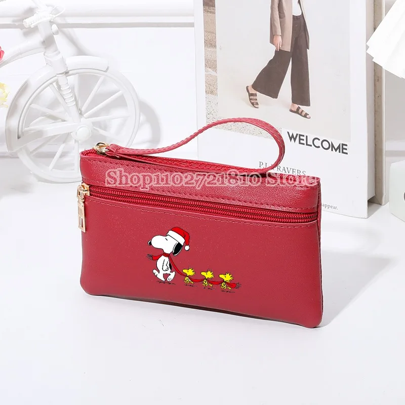 Snoopy Women Bag New Cute Cartoon Anime Double Zipper Mobile Phone Wallet Square Mid Long Exquisite Clutch Bags Birthday Gift