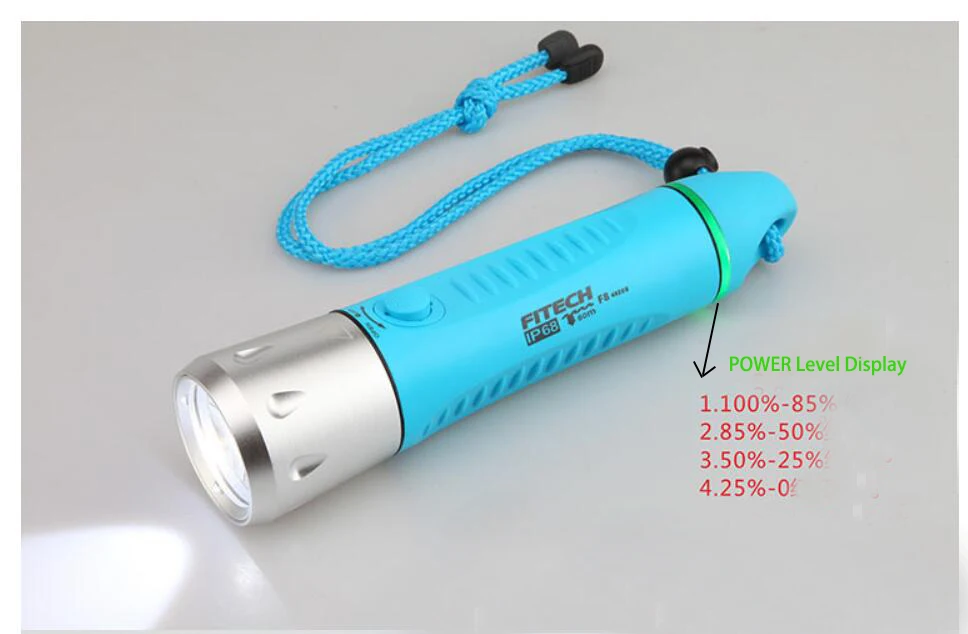 FITECH F8 Professional Scuba Diving Flashlight USB Type-C Rechargeable 1000 Lumens LED Power Bank Function Waterproof Torch