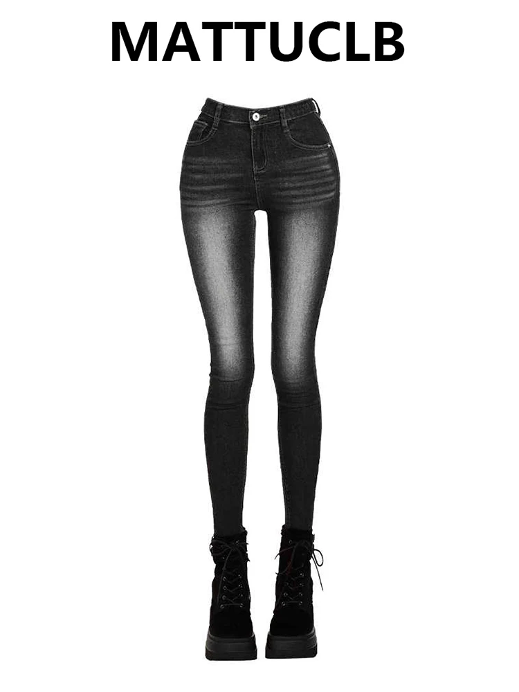 Women's Denim Pencil Pants Low Rise Bootcut Jeans Skinny American Retro Stretch Abi Y2k Aesthetic Harajuku Jeans Japanese Korean
