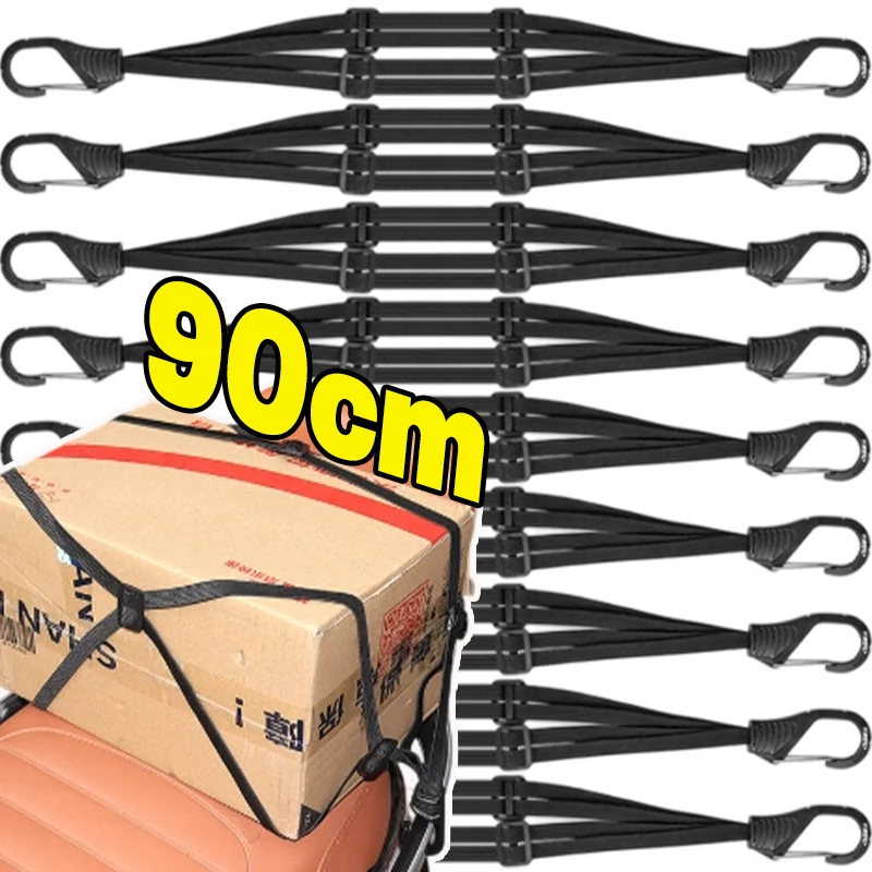 

60-90cm Stretchable Tie Down Strap for Helmet Backpack Bike Motorcycle Anti Slip Buckle Adjustable Elastic Rope Heavy Duty 30kg
