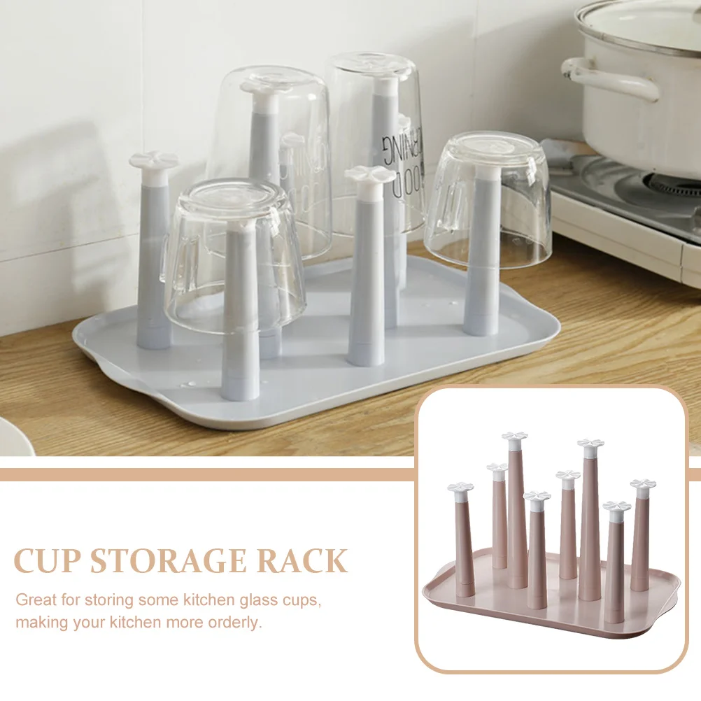 

Square Cup Drying Rack Plastic Ventilated Holder Kitchen Storage Organizer Stand Household Restaurant Reusable Convenient Gift