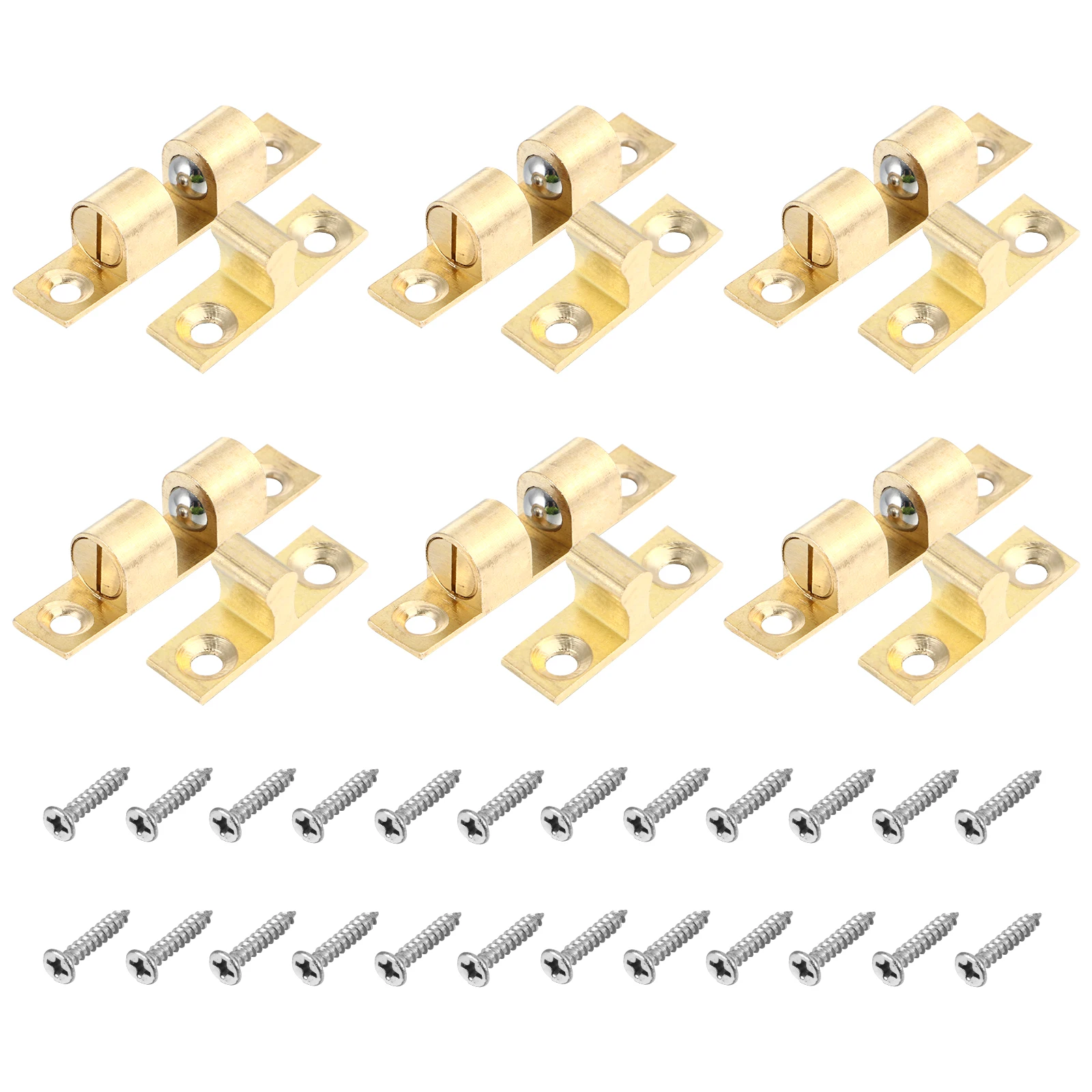 

6pcs Ball Latch Door Catch Spring Closure Solid Brass Durable Simple Install Adjustable Tension Swing Closet French Doors Light
