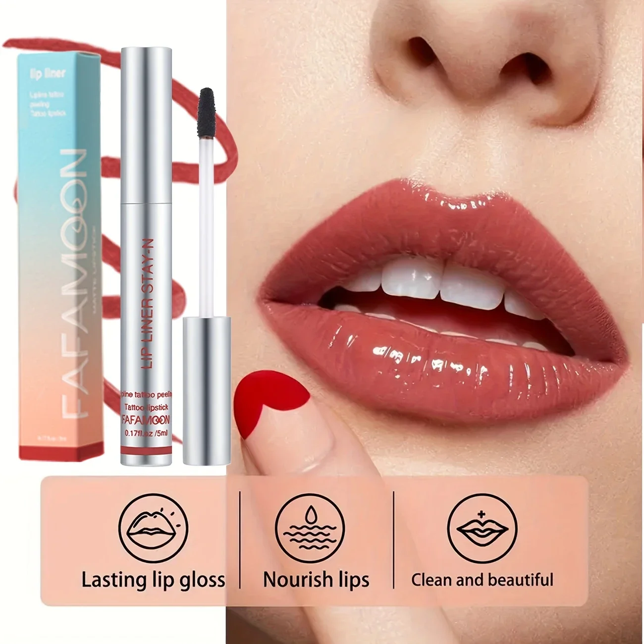 Delineador de labios resistente al agua de 6 colores, brillo de labios de tatuaje, brillo de labios mate no pegajoso de larga duración, cuidado de manchas de labios desgarro de contorno negro