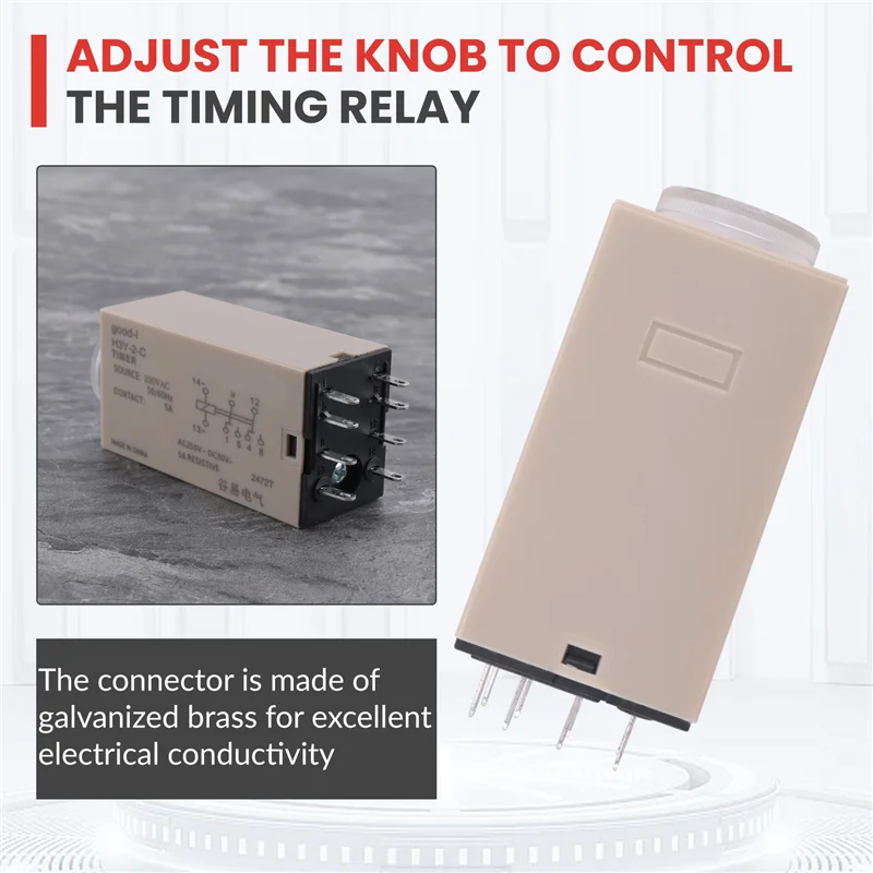 

A11E-10S Delay Timer Time Relay H3Y-2 AC 220V 8 PIN Adjusting Knob Control Timing Relay For Household Electrical Systems