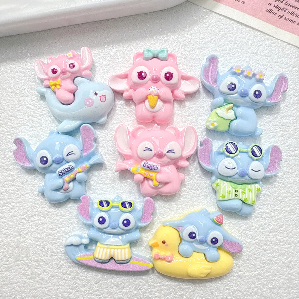 5 шт., маленький мультяшный мальчик, Disney Stitch, смола, плоская задняя часть, сделай сам, подвески для мобильного телефона, шпилька, повязка на голову, кулон, аксессуары из смолы