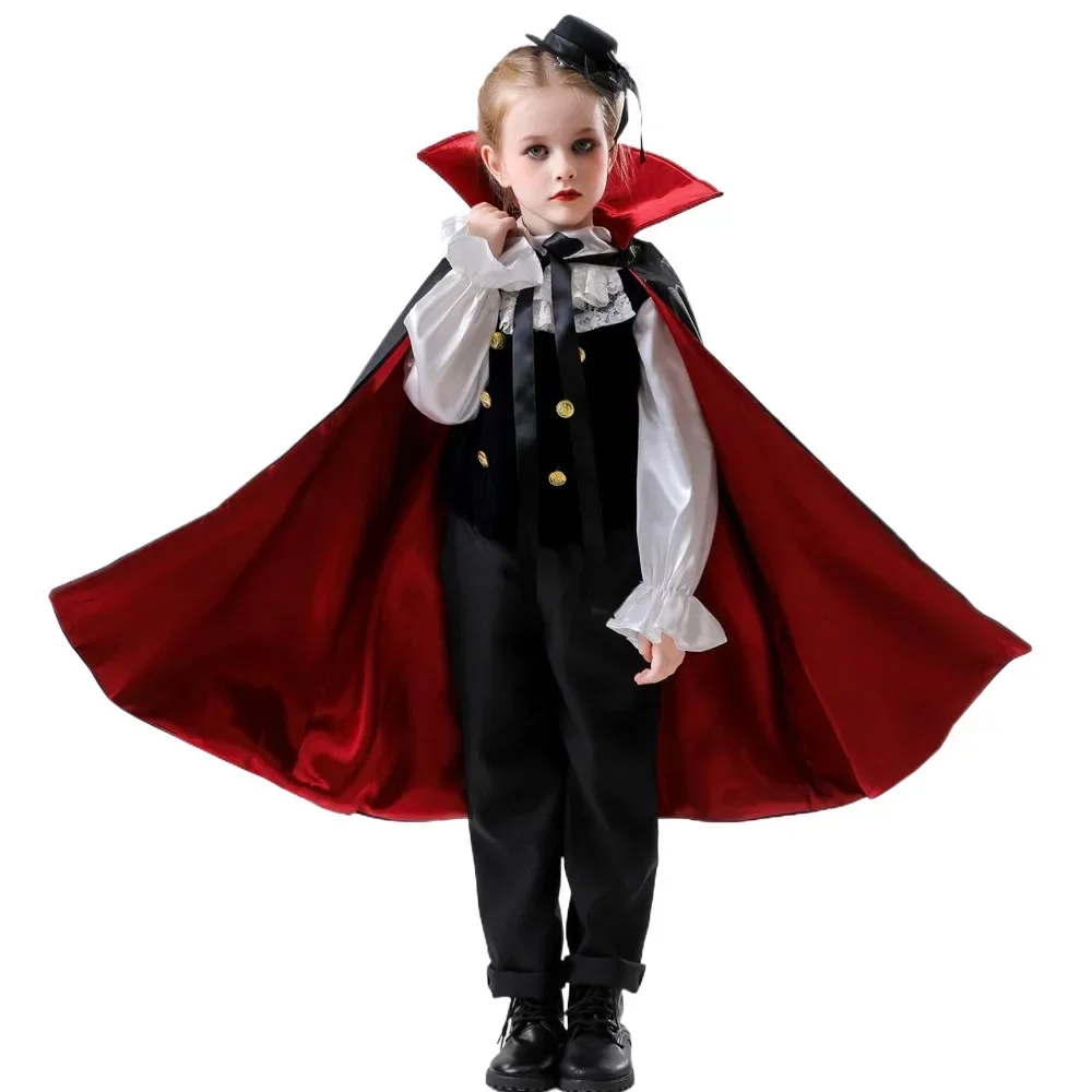 

Vampire Costume For Boys Scary Halloween Party Cloak Kids Vampire Capes Cloak Boys Girls Cosplay Cloak