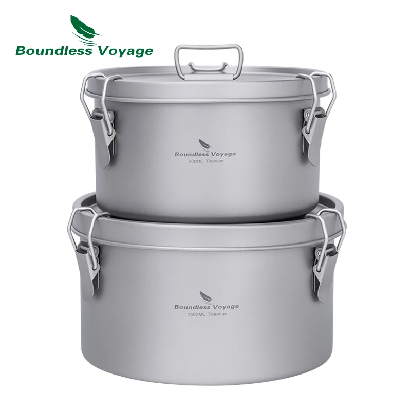 Boundless Voyage Titanium Lunch Box 900ml / 1.5L Leakproof Bento Box with Sealed & Vent Lid Portable Camping Food Container