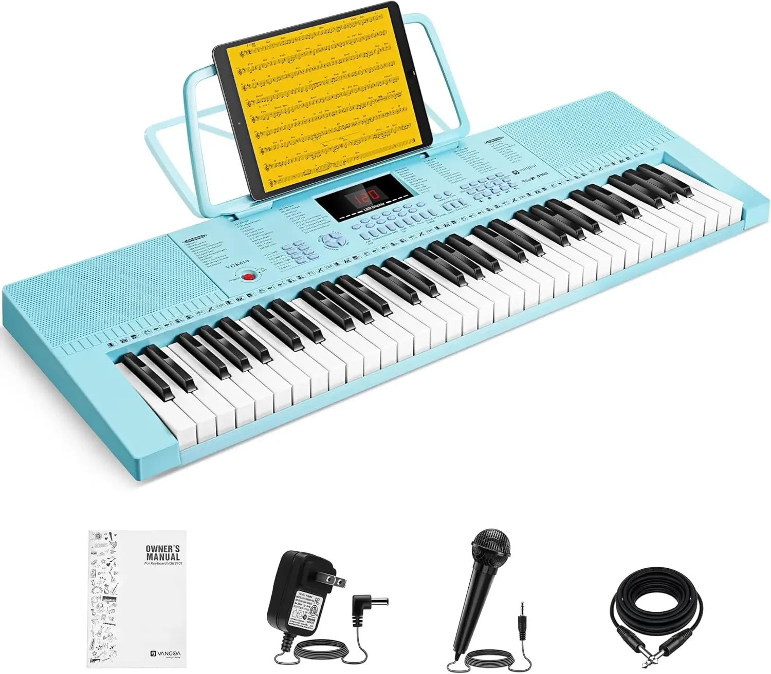 Piano Keyboard, 61 Mini Keys Portable Music Keyboard for Beginners with Microphone, 3 Teaching Modes, 350 Tones