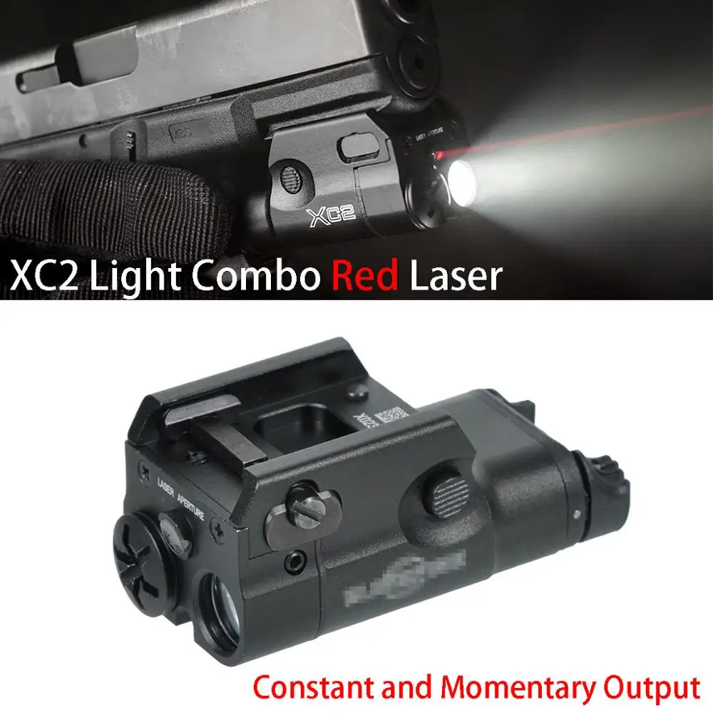 

XC2 Ultra Weapon Light Компактный фонарик для пистолета Combo Red Dot Laser Тактический светодиодный мини-белый свет 200 люмен Фонарик для страйкбола