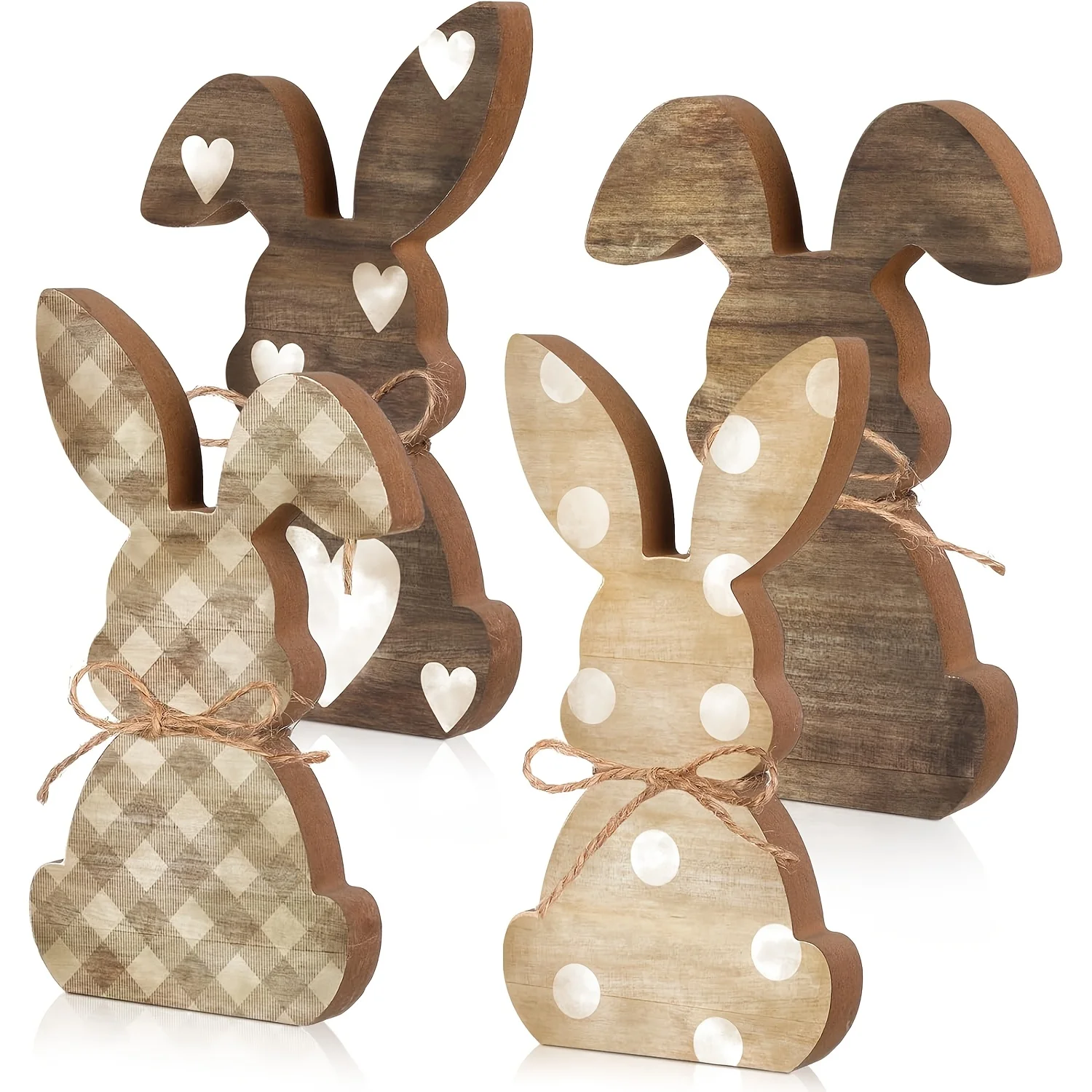 Decorative Plaque & Statues 1pc,Easter Home Decoration Wooden 2D Rabbit Decoration Logo Wooden Desktop Center Decoration