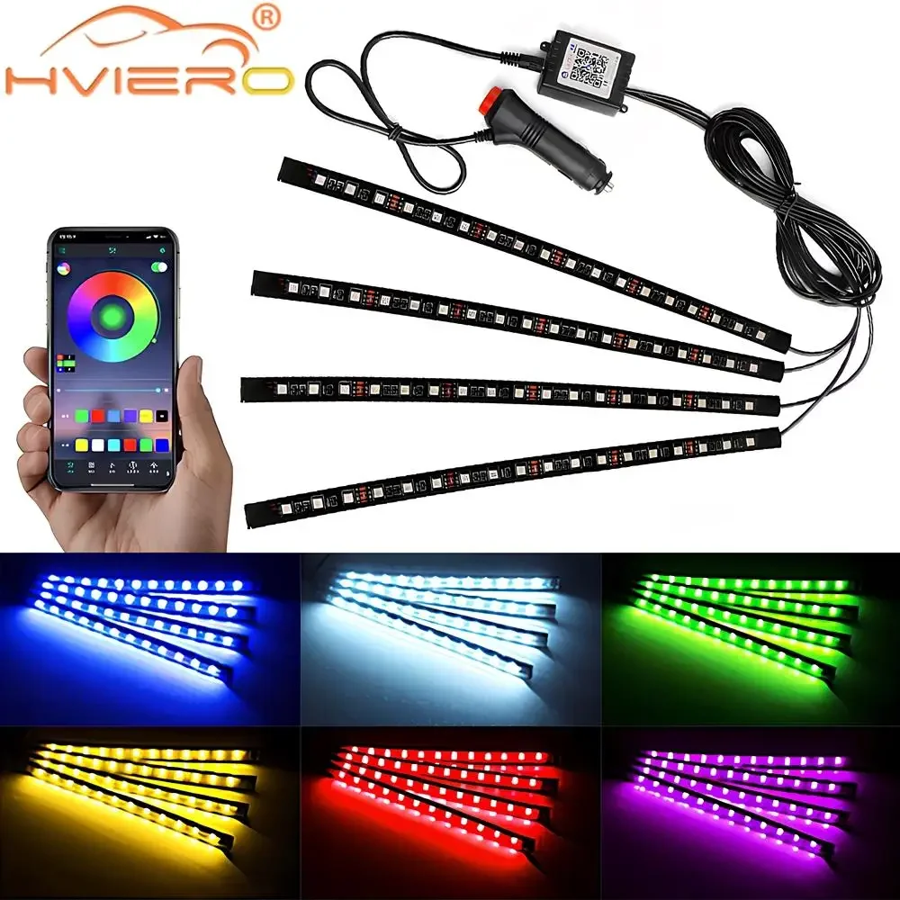 

Car Dome RGB 5050 9/18LED Led Flexible Floor Strip Light Auto Remotes Control Decorative Interior Lamp Atmosphere Bar Universal