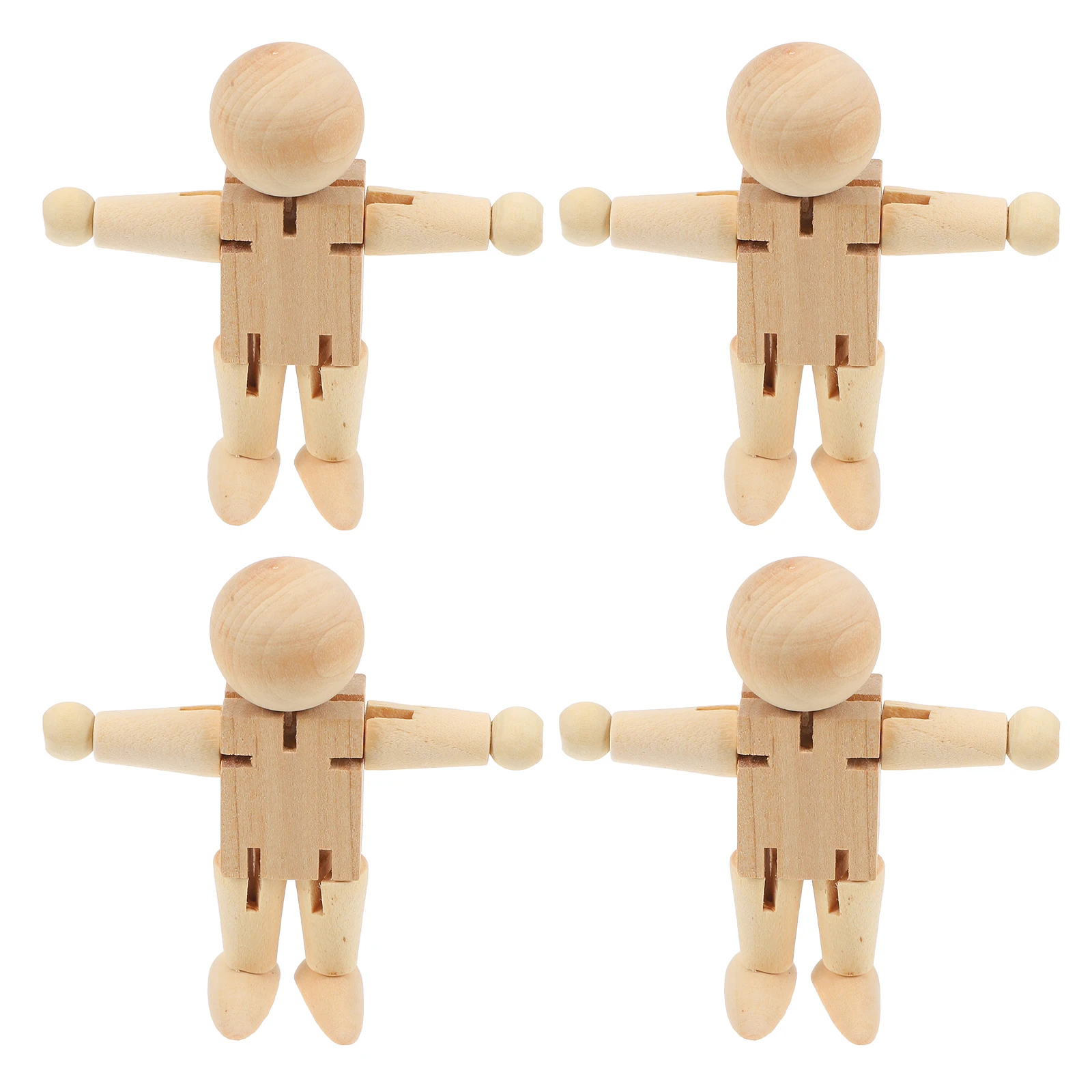 

4pcs Wooden Nutcracker Soldier Unfinished Diy Handicraft Figures Kids Painting Craft Kit Natural Wood Decorative Art Handmade