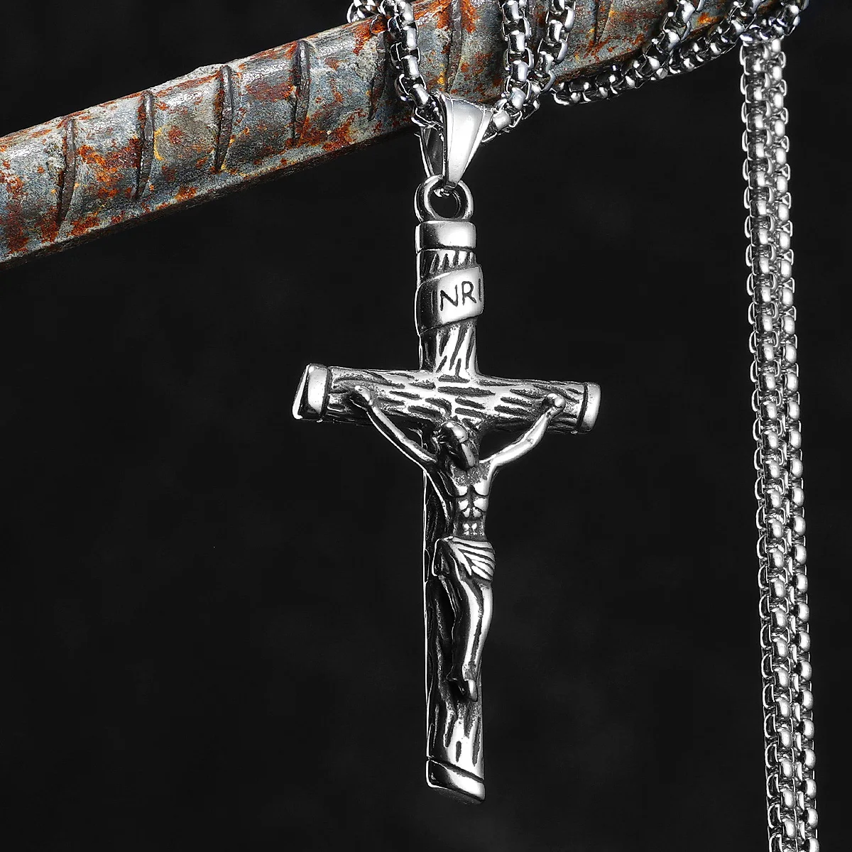 

INRI Jesus Cross Amulets Stainless Steel Men Necklaces Pendant Chain Punk For Women Fashion Jewelry Gifts Wholesale Dropshiping