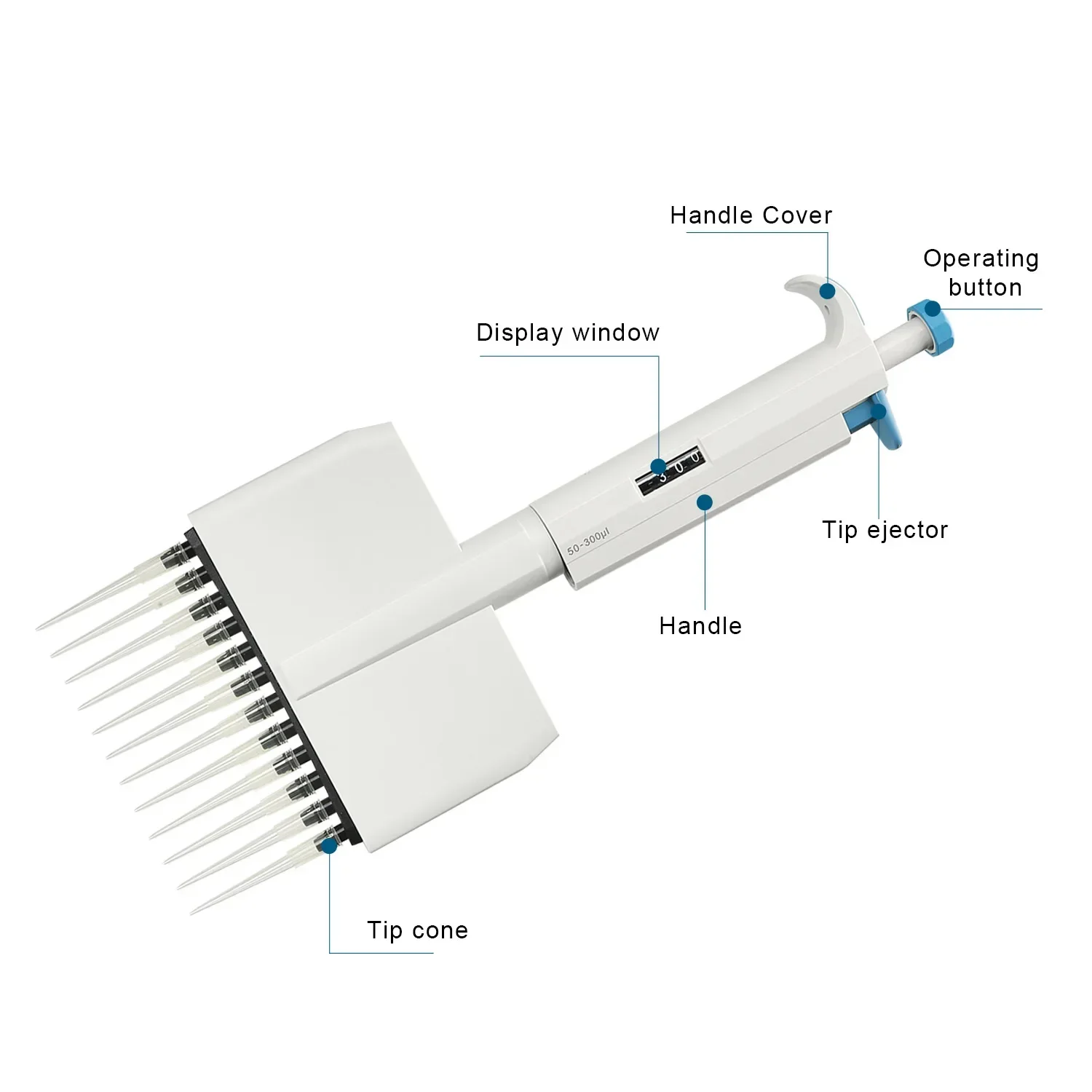 DXY Manumotive 12-Kanal verstellbare Mikropipette, mechanische Pipette, Volumen, Laborübertragungspipette, TopPette