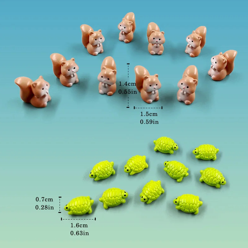 20Pcs Giraffe Goose Elephant Frog Fox Horse Koala Rabbit Mushroom House Figurine Miniature Fairy Garden Decoration Accessories