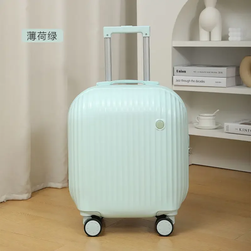 18 Inch Carry on Cabin Luggage Trolley Case Mute Rolling Luggage Women Suitcase Spinner Wheels Fashion Bag Travel Suitcase