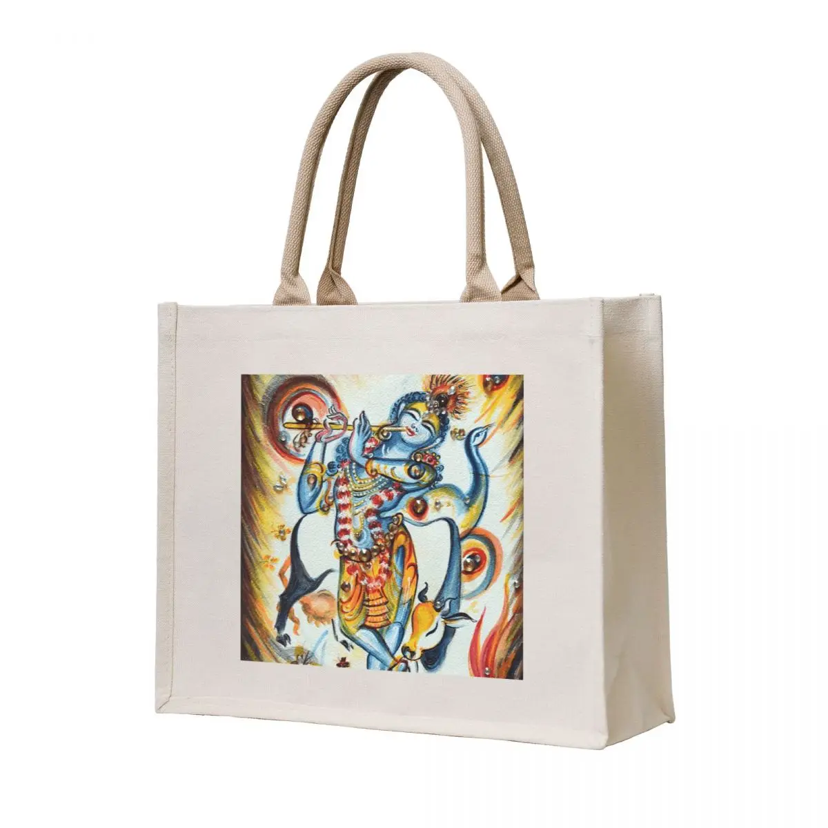 

Krishna Flute - Cow Tote Bag Shopper handbag Women's beach bags shopper bags Cloth bags