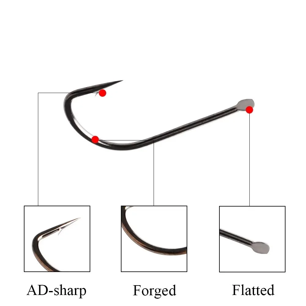 NGB 60-70PCS High Carbon Steel SODE Fishing Hooks 5#-10# Flatted Sharp Barbed Hook Carp fishing Marine Cut Hook Pesca Tackle