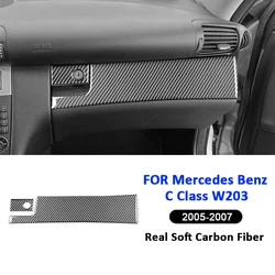 Carbon Fiber Car Co-pilot Dashboard Storage Box Key Lock Trim Strips Decoration Sticker For Mercedes Benz C Class W203 2005-2007