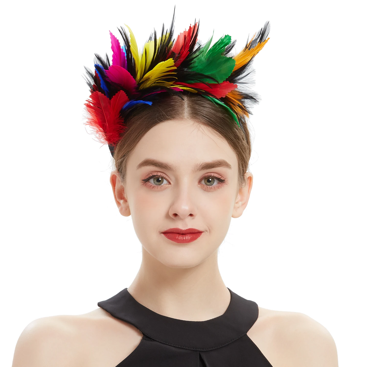 Festa acessórios para o cabelo pena cocar bandana fantasia headpieces fascinator multicolorido premium ornamentos de cabelo feminino