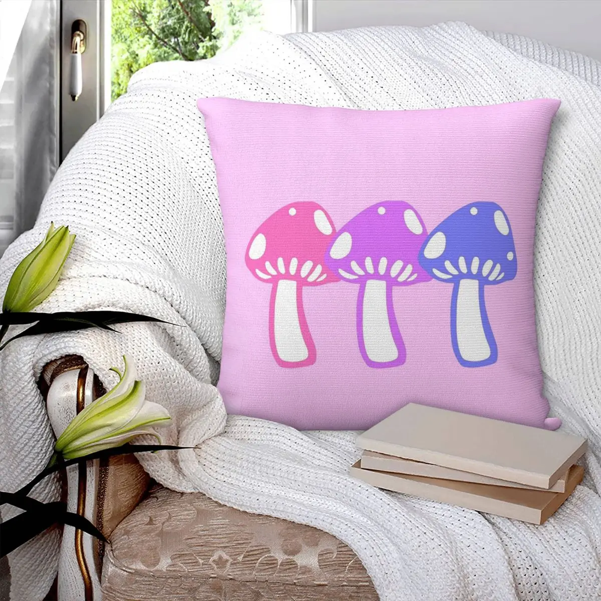 Sweater Weather Mushrooms Square Pillowcase Pillow Cover Polyester Cushion Decor Comfort Throw Pillow for Home Car