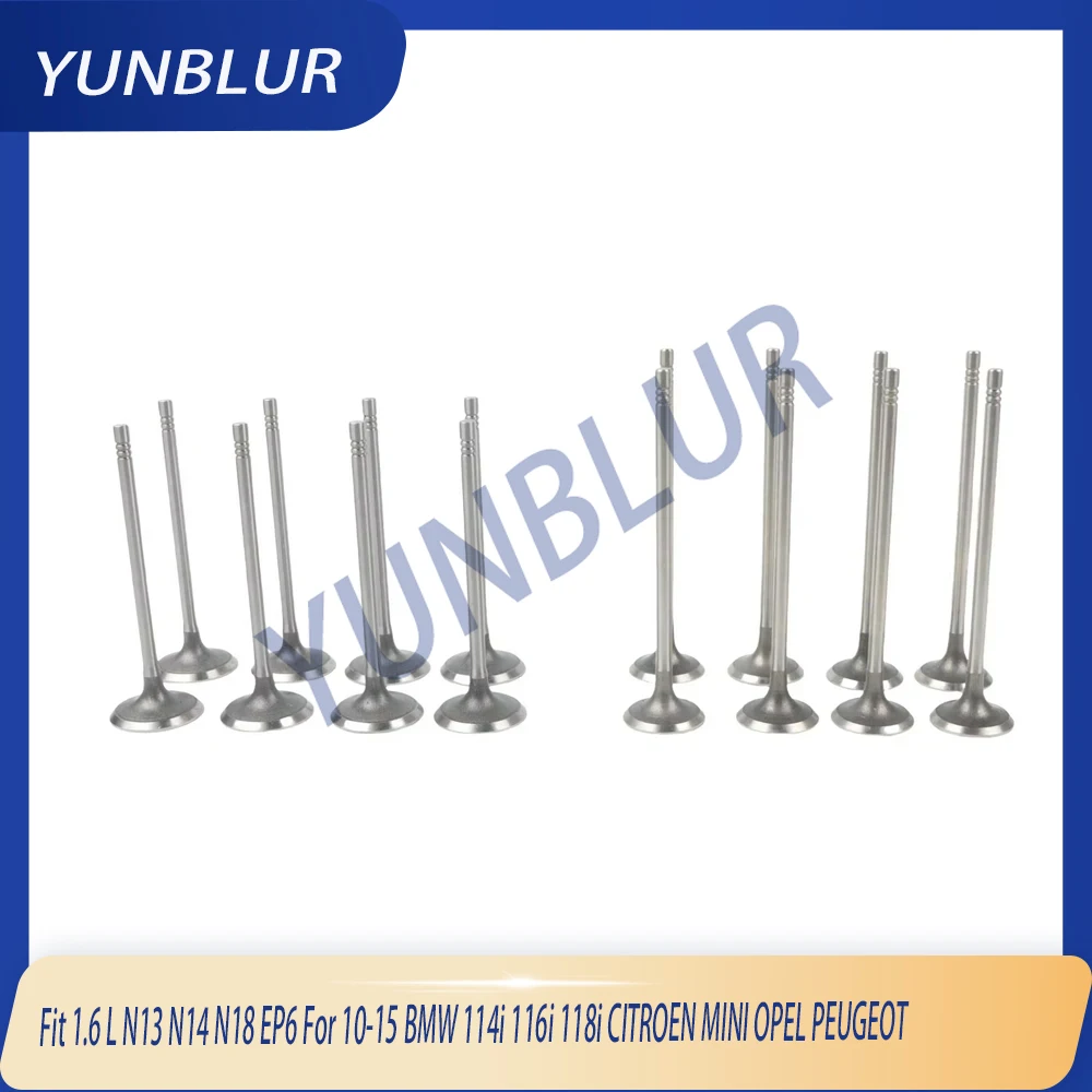 

Engine Parts 8x Intake & 8x Exhaust Valve Kit Fit 1.6 L N13 N14 N18 EP6 For 10-15 BMW 114i 116i 118i CITROEN MINI OPEL PEUGEOT