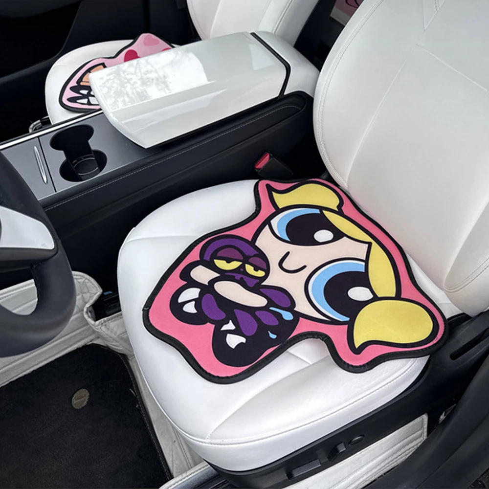 Cartoon Anime The Powerpuff Girls Car cuscino del sedile antiscivolo Kawaii Cute Auto Seat Cushion accessori per la decorazione d\'interni