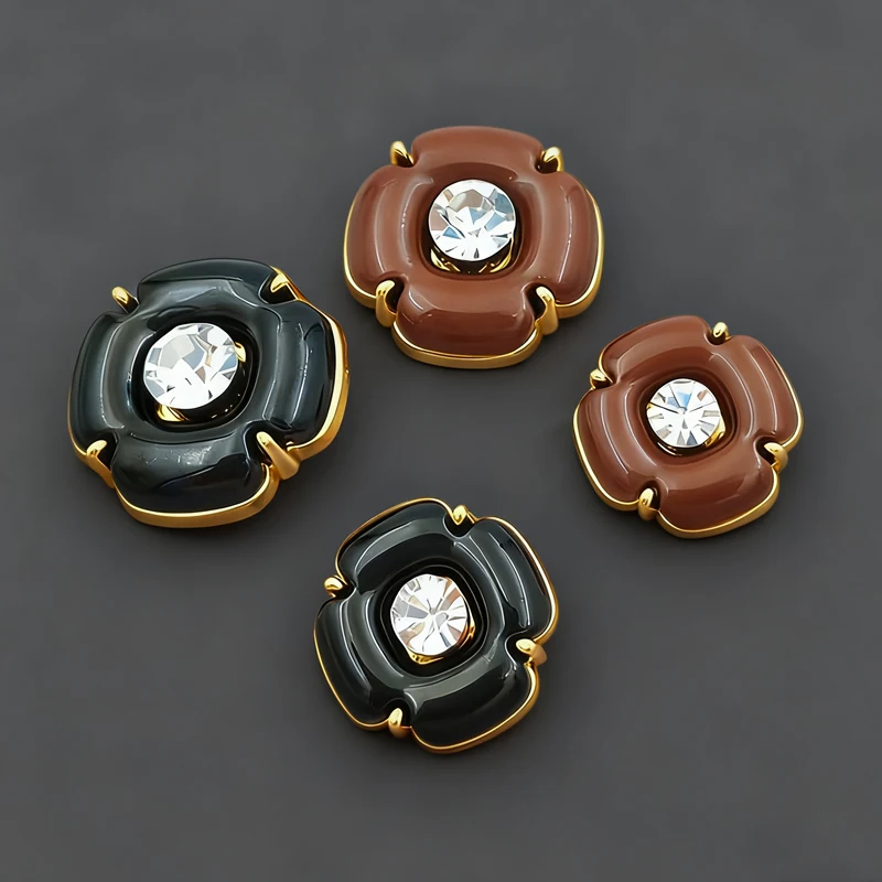 جديد ريترو الكورية نمط الماس جزءا لا يتجزأ من أزرار معدنية DIY بها بنفسك كتلة اللون فستان بتصميم بدلة مع مخيط يدويا الملابس الخياطة الملحقات