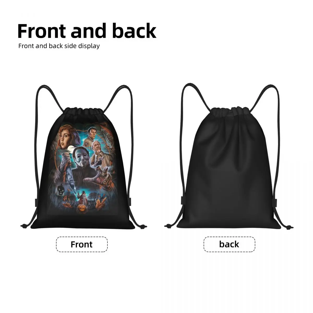 Michael Myers Knives Pumpkin Drawstring Bags Men Women Portable Gym Sports Sackpack Halloween Horror Film Training Backpacks