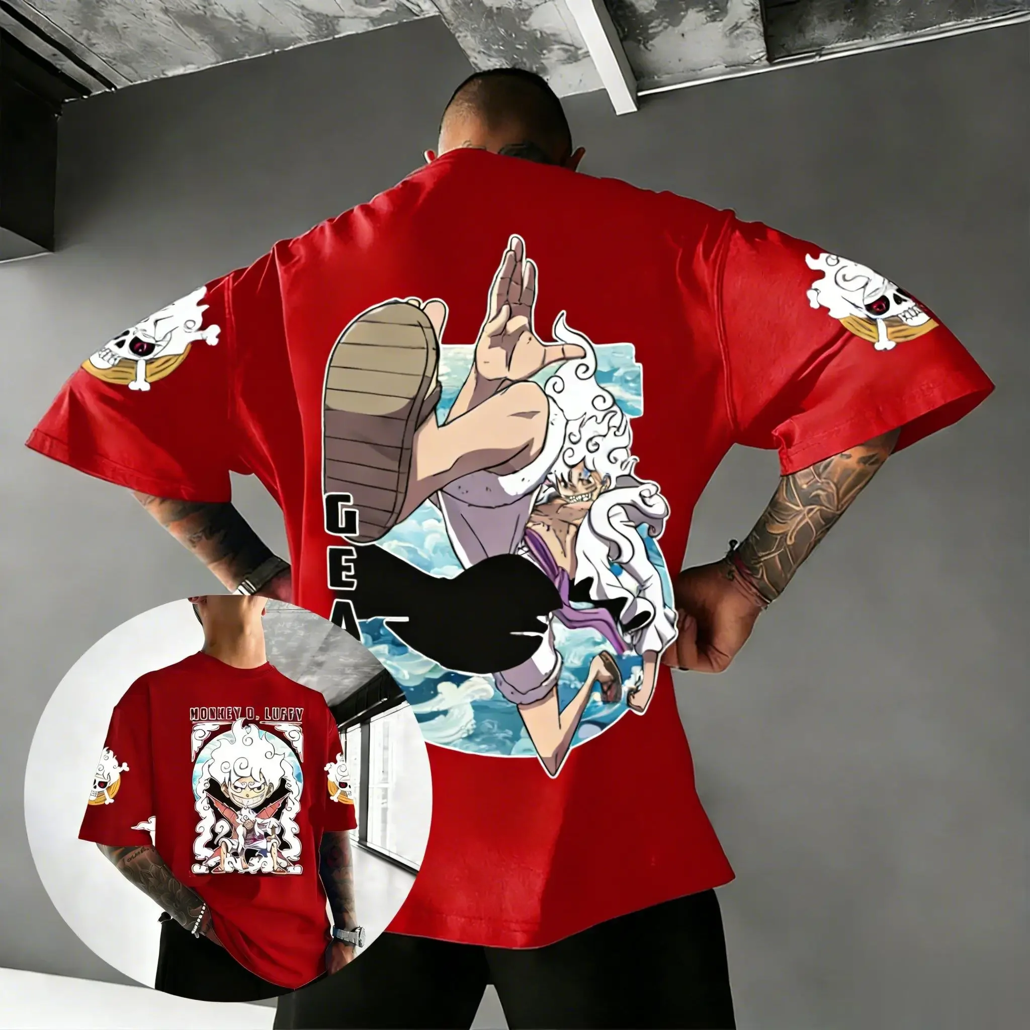 Camiseta de una pieza de Anime Luffy Gear 5 Nika para hombre y mujer, camisetas de algodón de manga corta, ropa de calle, camisetas gráficas informales, novedad de 2026