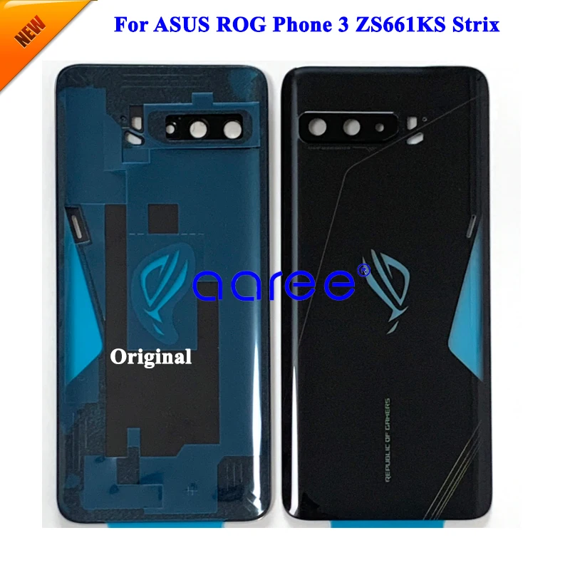 Battery Cover For ASUS Rog Phone 3 ZS661KS Back Housing For AUS ZS671KS Strix Back Housing Door With adhesive and Camer lens