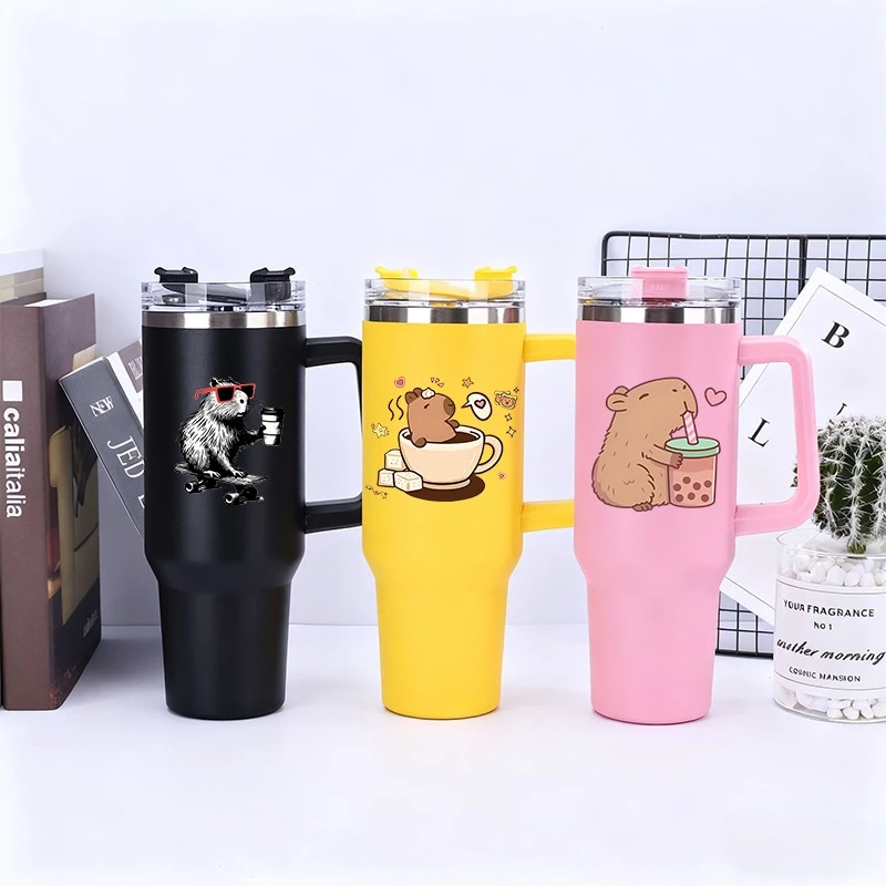 

Капибара Изолированная бутылка для воды из нержавеющей стали для женщин и мужчин Термальная чашка для кофе и автомобиля Холодная и горячая кружка Спортивная бутылка с соломой Рождественский подарок