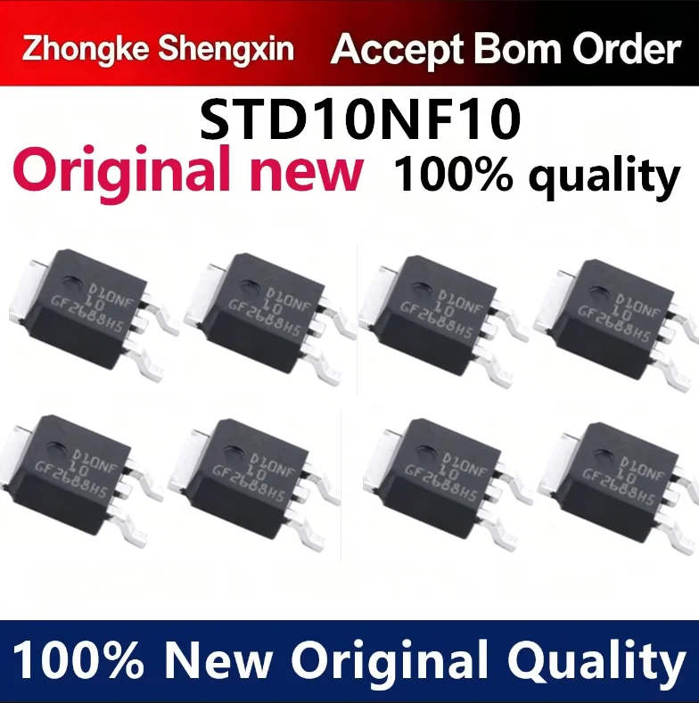 (5pcs-100pcs)Brand new imported STD10NF10T4 silk screen D10NF10 TO-252 field-effect transistor 100V13A