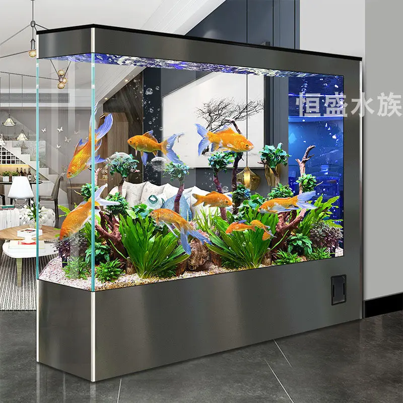 

Water-free ecological fish tank living room 2025 new floor-to-ceiling household integrated screen new fish tank ultra-white glas