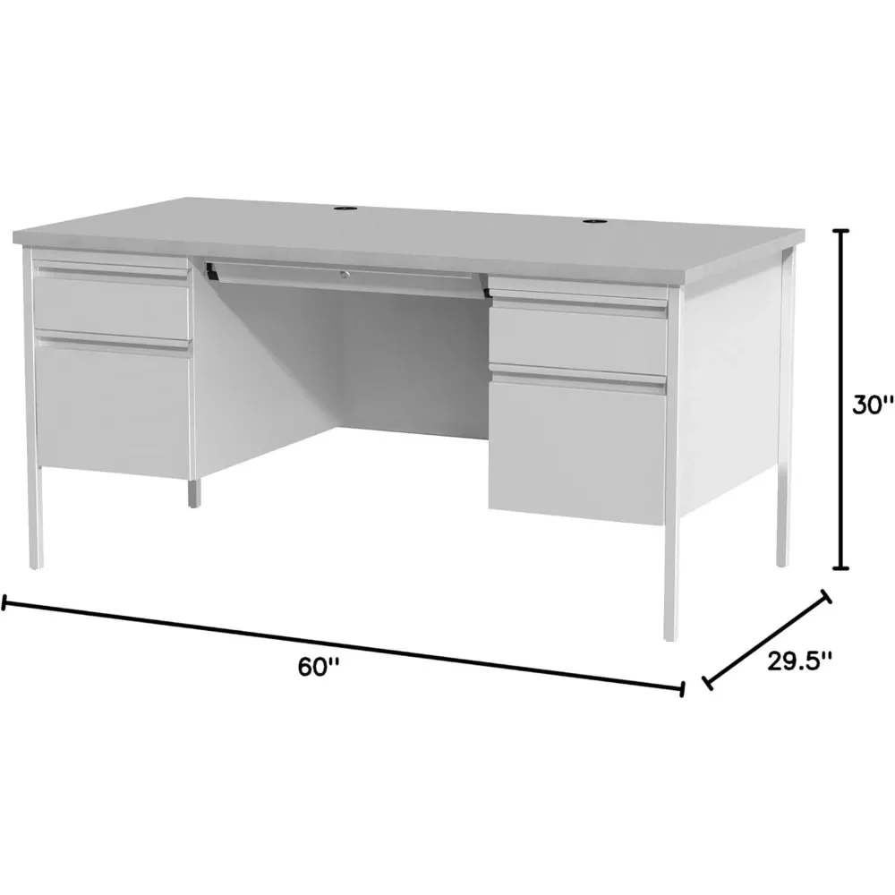 Grey Double Pedestal Steel and Laminate Desk - Stylish and Durable Office Furniture