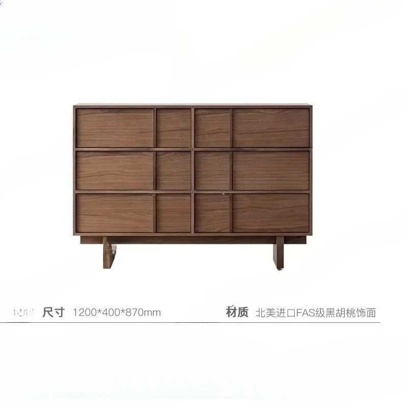 M178 Medieval solid wood ink sandalwood chest cabinet black walnut bedroom living room large capacity storage cabinet