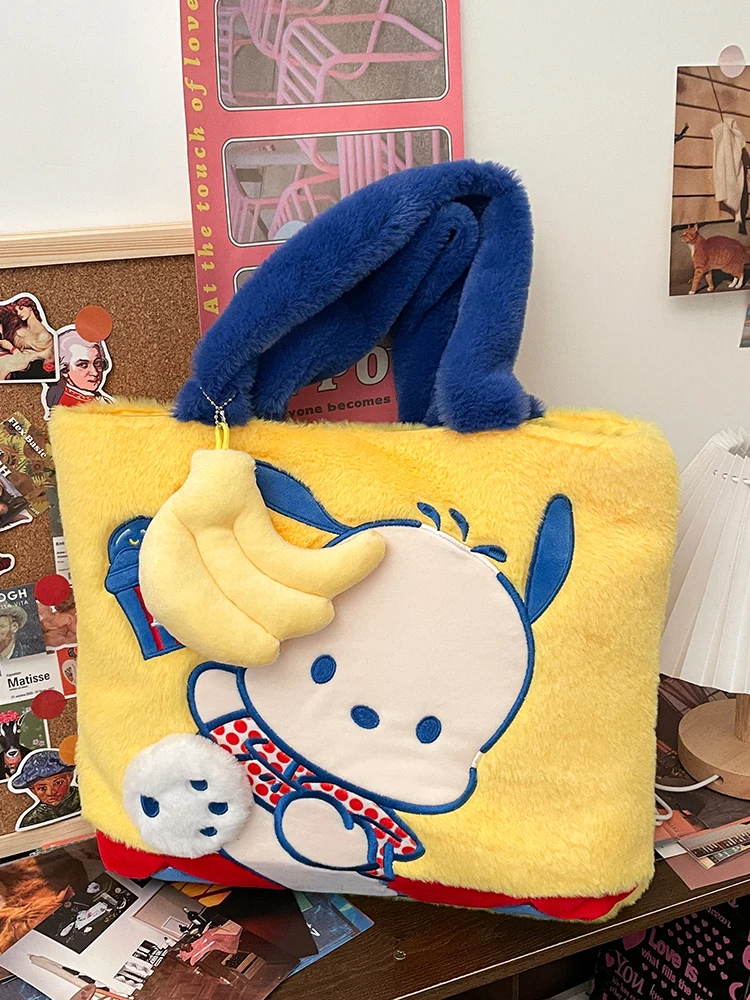 Sac à bandoulière en peluche Sanurgente, sac à dos en peluche Kawaii, sac à main Kitty, sac messager initié, fourre-tout Kuromi Pochacco, cadeau