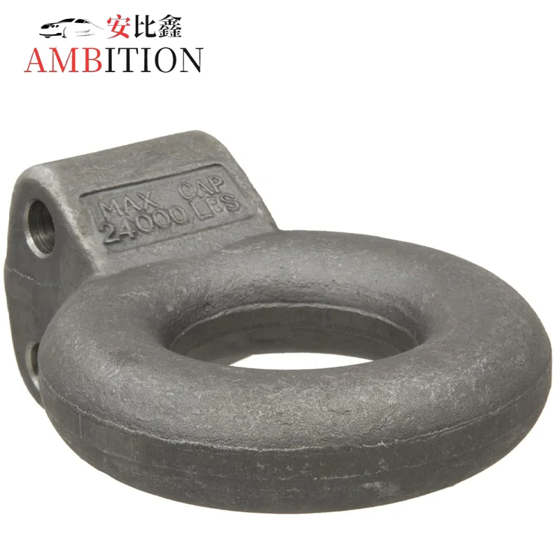 Raw Steel Pintle Hitch Lunette Ring 3-Inch ID 24000 Lbs Channel Mount Required Tow Bar Carbon Steel Trailer Hitch