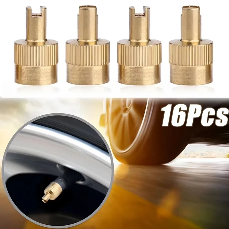 Car Slotted Head Valve Stem Caps Universal Full Copper Slotted-Head Stems Cover with Core Removal Tool Auto Tyre Accessories