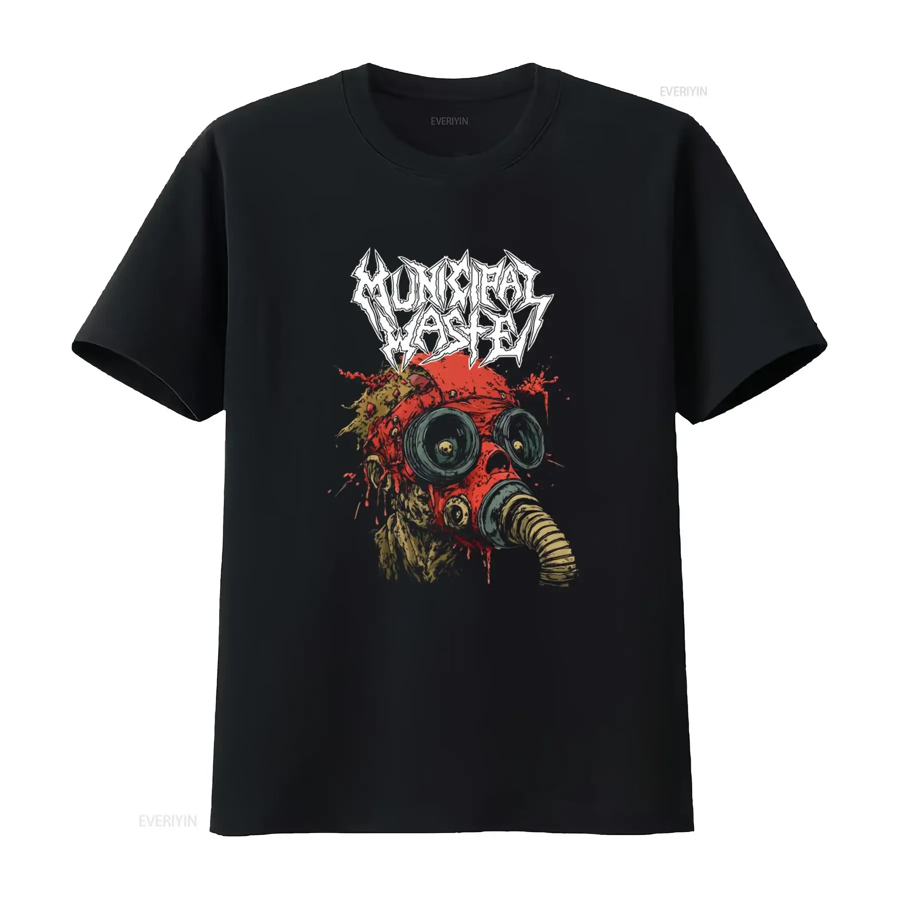 Municipal Waste Exclusive Metal Thrash Band Gasmask T Shirt Fashion Music Streetwear vintage Washed graphic Casual homme