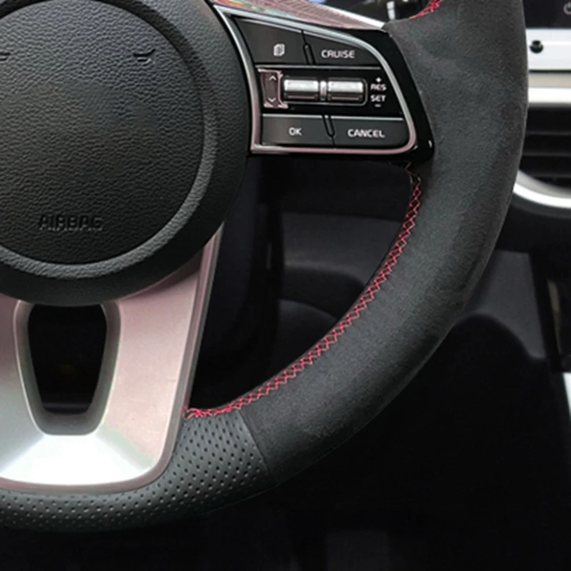 Car Steering Wheel Cover Customized Suede Leather For Kia K5 Optima 2019 Cee\'d Ceed 2019 Forte Cerato (AU) 2018 Car Accessories