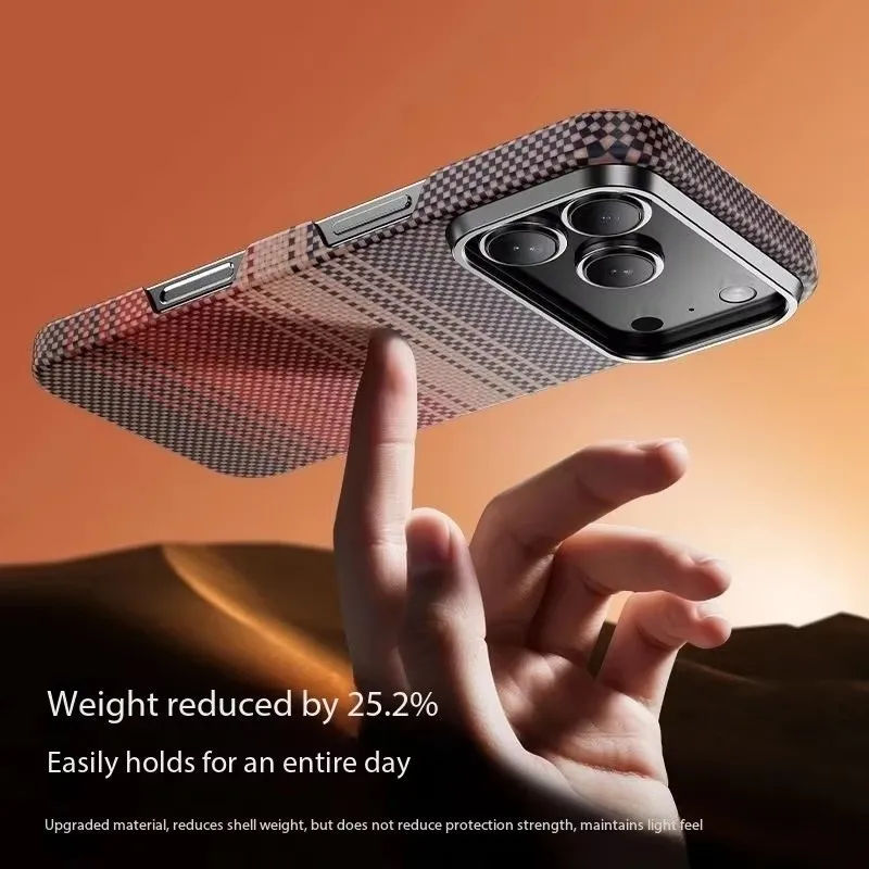 Luksusowe etui z włókna aramidowego Kevlar 100% i włókna węglowego do iPhone'a 17 Pro Max 17Pro z obsługą Magsafe, magnetyczne, ultracienkie etui na telefon. — zdjęcie produktu 5