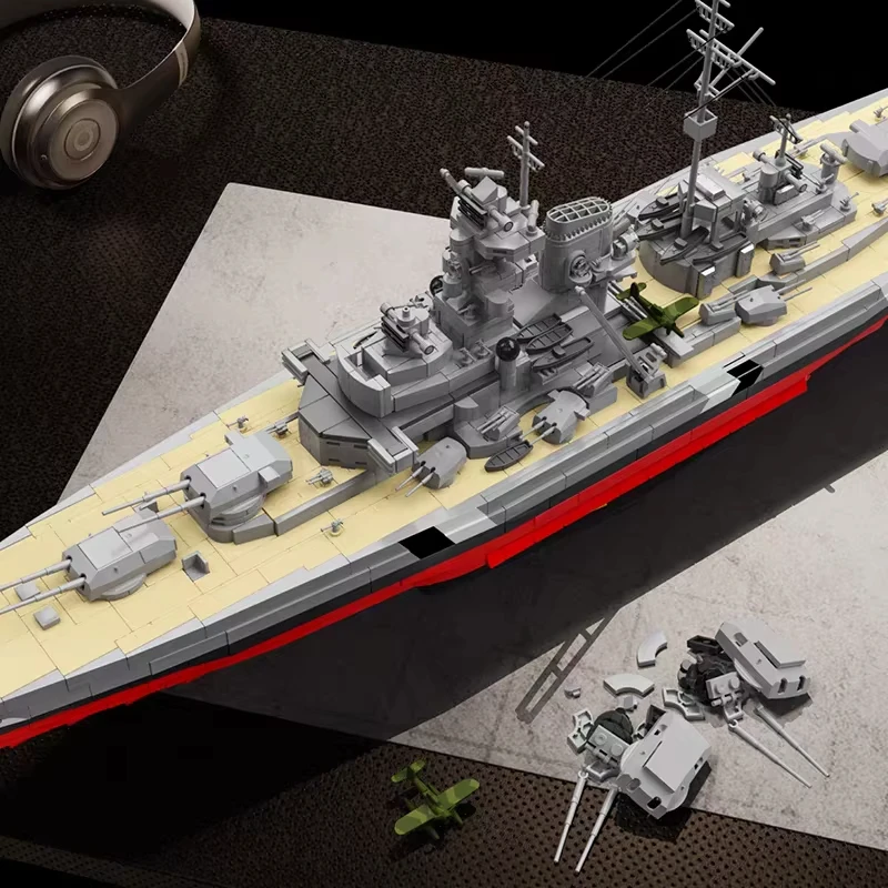 Novo kit de blocos de construção de navio de guerra alemão bismarck da segunda guerra mundial escala 1:300, 2686 peças modelo de navio de guerra naval tijolos brinquedos de haste crianças presentes moc
