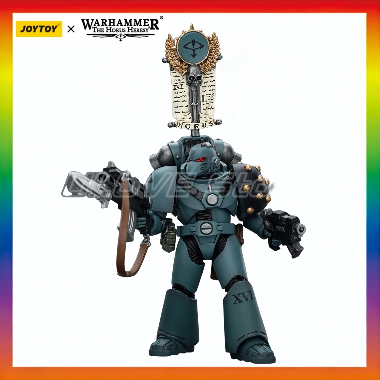 

В наличии оригинальная экшн-фигурка JOYTOY Warhammer 40K Sons of HorusMKVl Tactical SquadLegionary with Legion Vexilla 1/18, модель