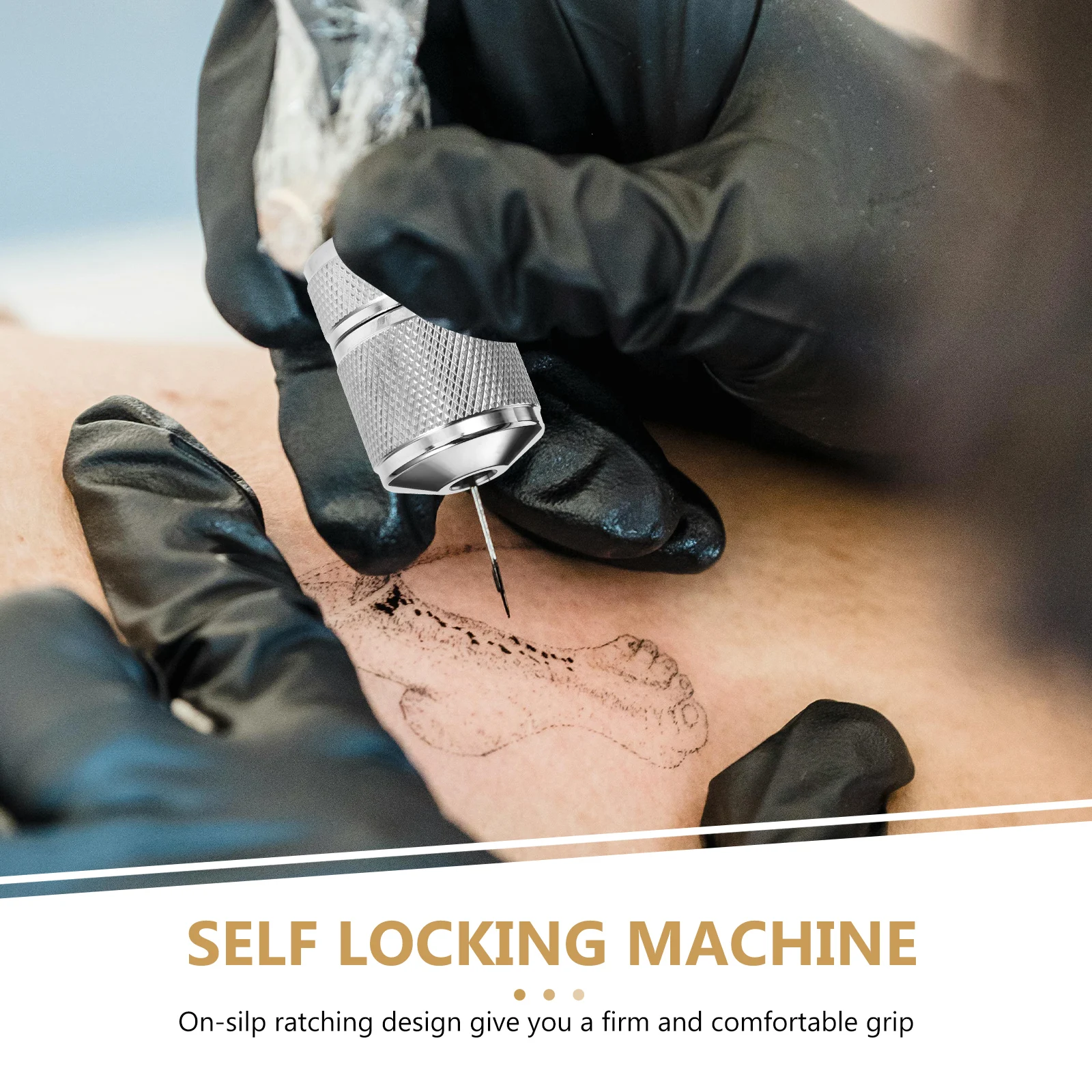 

Self-locking Tattoo Handle Grips Stainless Steel 7-8mm Inner Diameter Non-slip Ratcheting Design Durable Metal Alloy for Artists