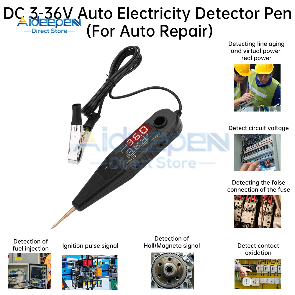 6V/12V/24V Car Circuit Tester Premium Test Light Probe Pen Light Bulb Diagnostic Tool Truck Voltage Circuit Tester Auto Repair